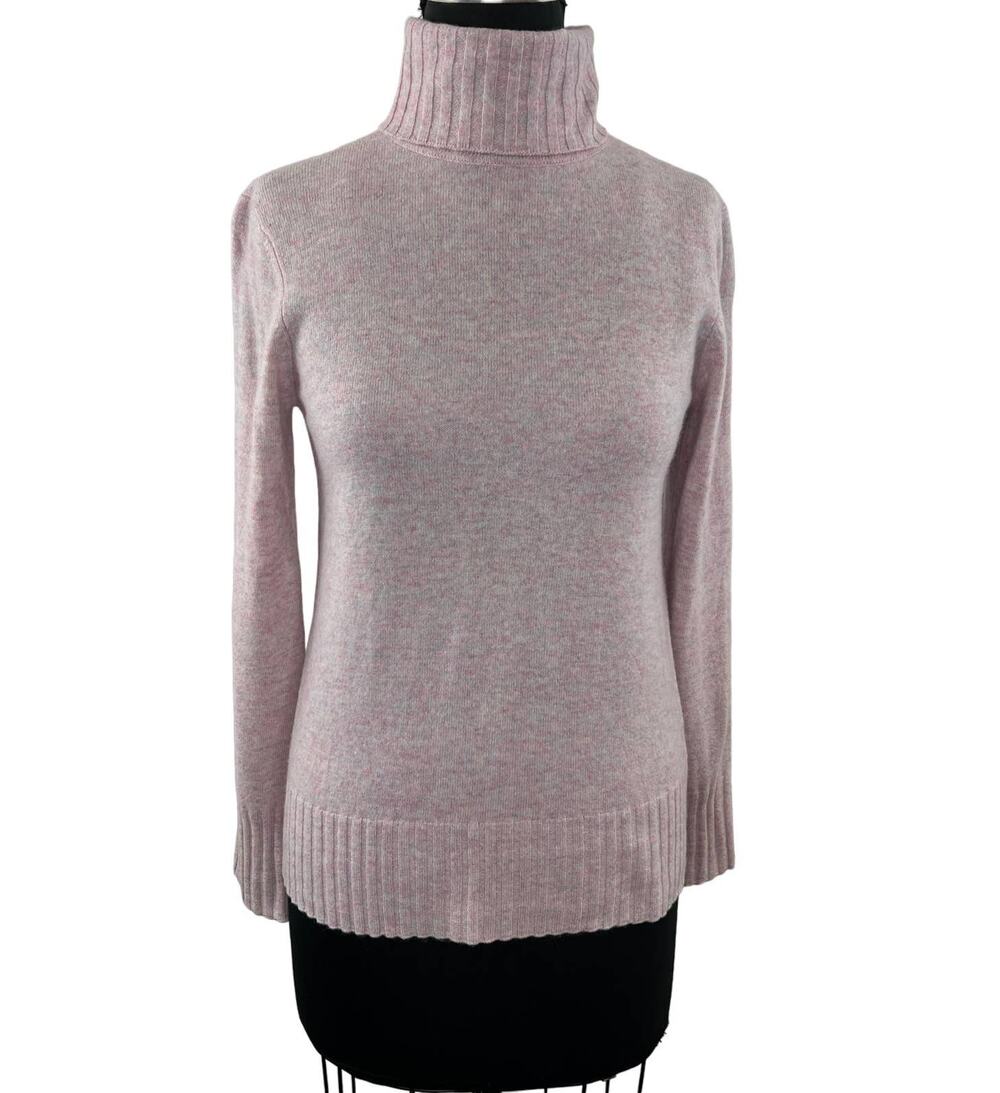 Qi Cashmere Pink Turtleneck Pullover Sweater Lightweight Knit Long Sleeve S